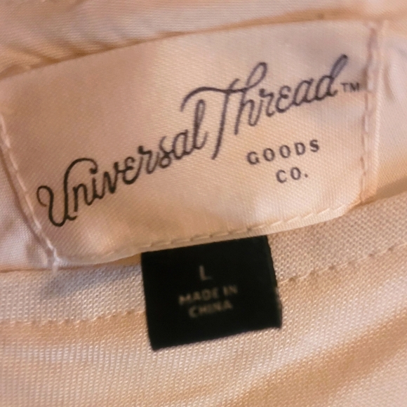 Universal Thread  dress, beige w/red brick lines at bottom. Cinch waist. Size L. - Picture 2 of 5